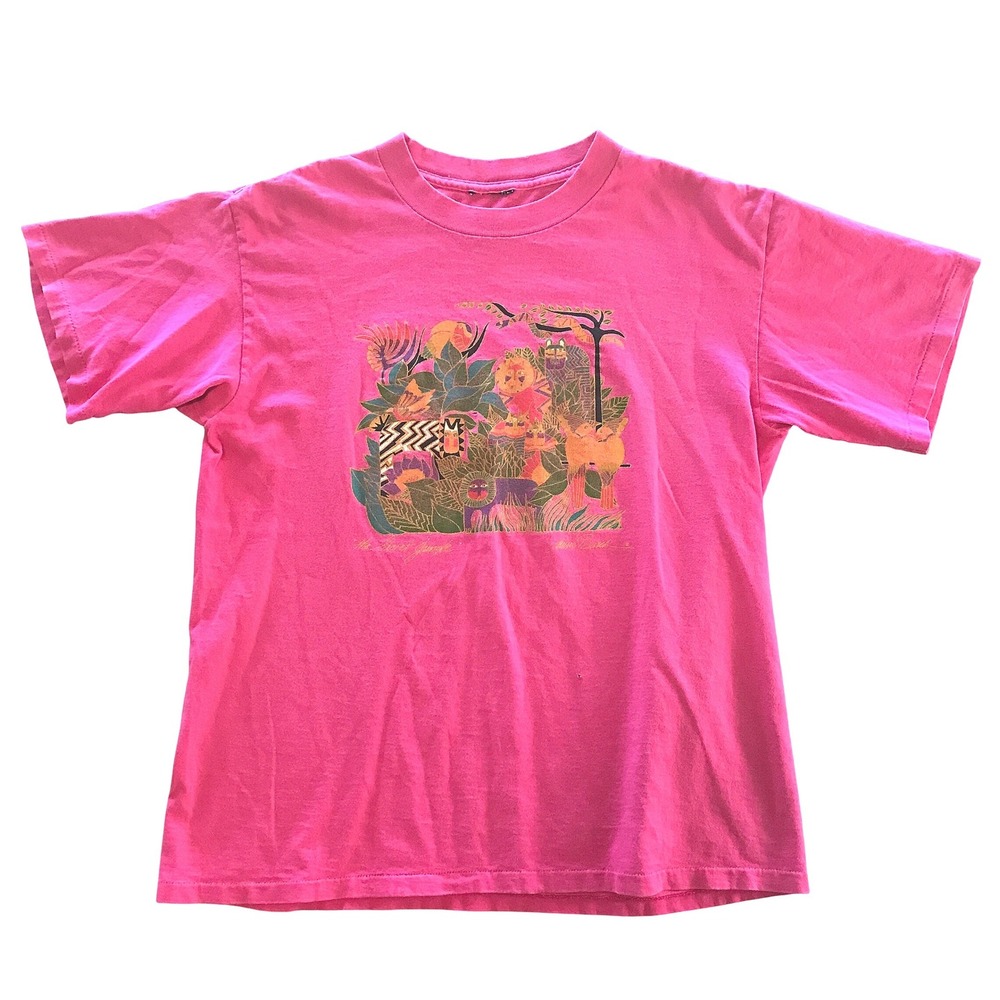 Vintage Laurel Burch The Secret Jungle Pink T-Shirt Single Stitch Graphic Tee